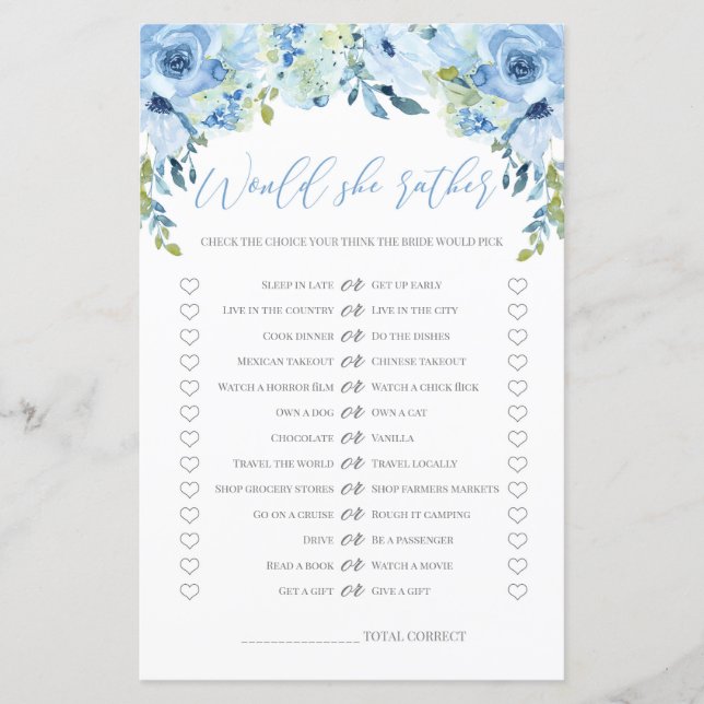 Jogo de chuveiro floral azul 'Ela prefere' (Frente)