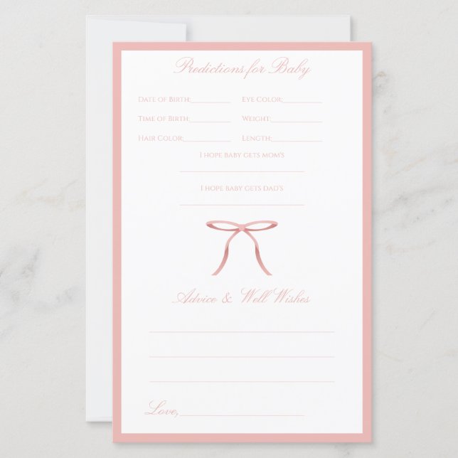 Jogo de Conselho e Previsões para Chás de Bebê com (Frente)