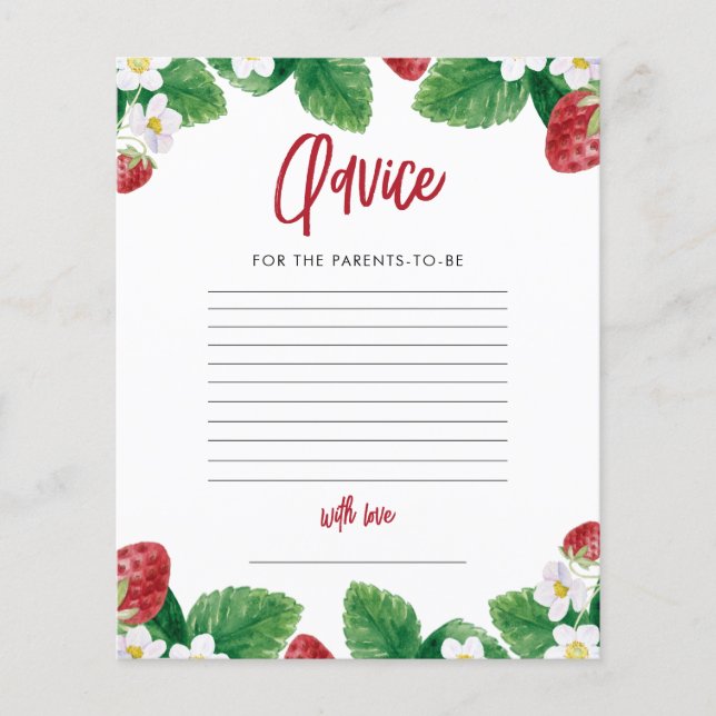 Jogo de Conselhos de Chá de fraldas de Morango de  (Frente)