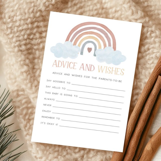 Jogo de Conselhos e Desejos Boho Pequeno Raio de S (Boho Rainbow Baby Shower Advice and Wishes Game)