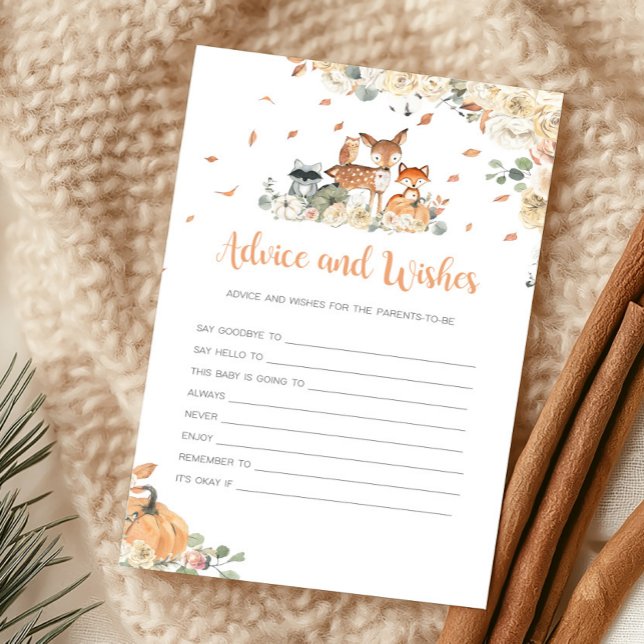Jogo de Conselhos e Desejos para Animais da Flores (Floral Woodland Animals Baby Shower Advice and Wishes Game)