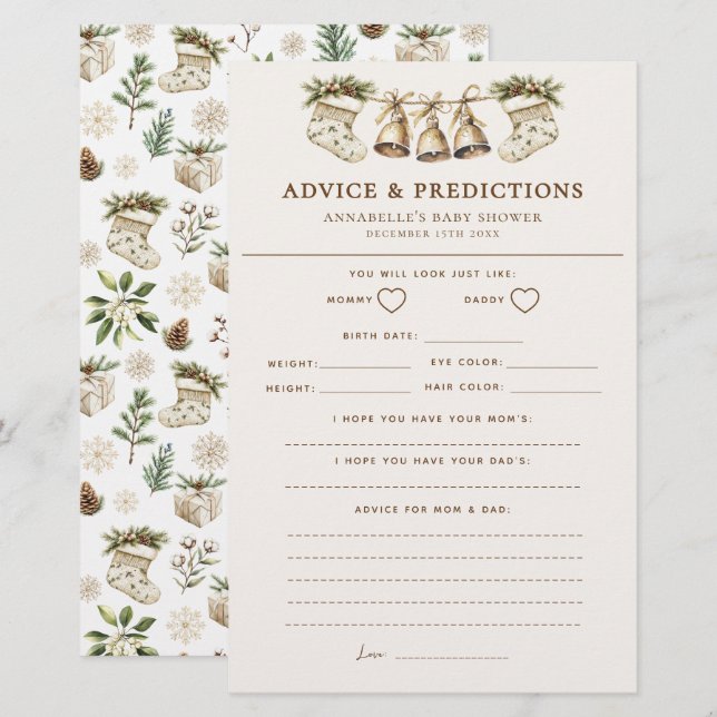 Jogo de conselhos e previsões de Chás de fraldas d (Frente/Verso)