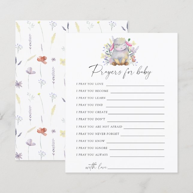 Jogo de cordeiro | preces para jogos de bebês (Frente/Verso)