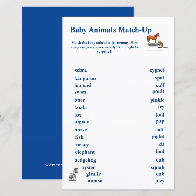 Jogo de Correspondência Temático de Animais Divers (Frente/Verso)