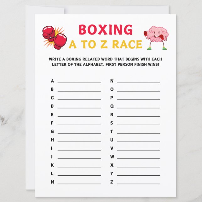 Jogo De Corrida A A Z De Boxing (Frente)