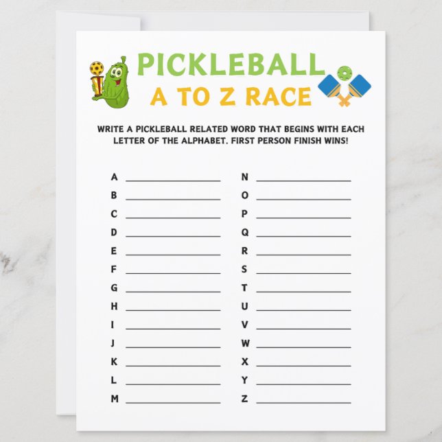 Jogo De Corrida De Picleball A A Z (Frente)