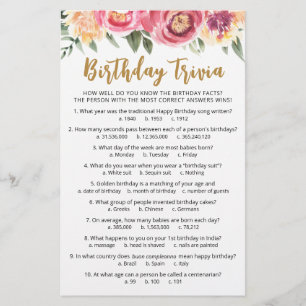 Jogo de curiosidades de aniversário com respostas
