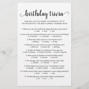 Jogo de curiosidades de aniversário com respostas