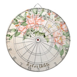 Jogo De Dardo Flores Brancas de Pêssego de Aquarela Elegante