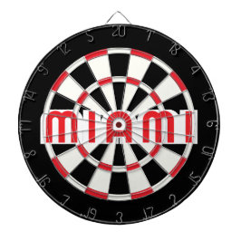 Jogo De Dardo MIAMI Simples Vermelho Branco Preto Preto Moderno