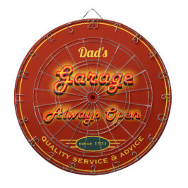 Jogo De Dardo Pai Garage Faux Neon Look Name Dark Orange Red  