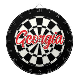 Jogo De Dardo texto Vermelho da Geórgia Preto e Branco Retro