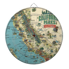 Jogo De Dardo Vintage Illustrated California Parks Map Art