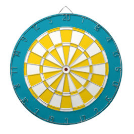 Jogo De Dardos Placa Dart: Branco, Ouro Amarelo E Teal