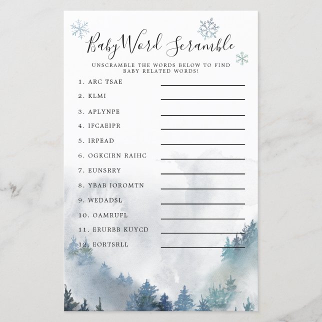 Jogo de Desembaralhar Palavras de Bebê em Azul Nat (Frente)