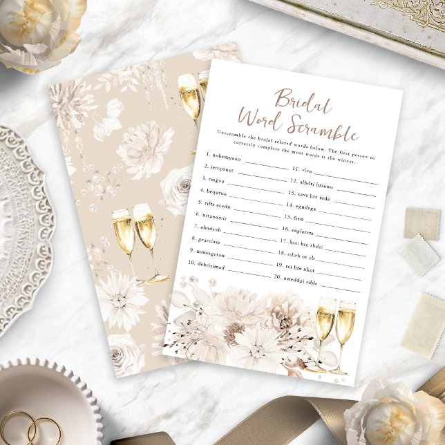 Jogo de Desembaralhar Palavras de Casamento com Ch (Champagne Bridal Word Scramble Game
)