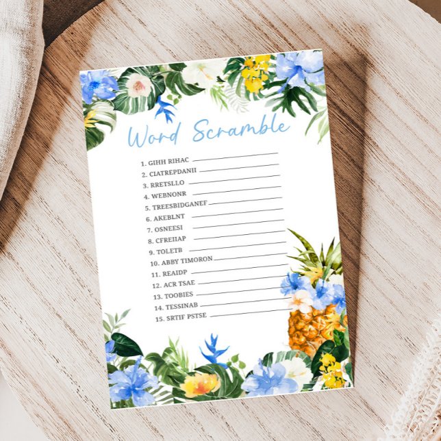 Jogo de Desembaralhar Palavras para Chá de Bebê Ab (Aloha Baby Baby Shower Game)