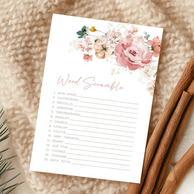 Jogo de Desembaralhar Palavras para Chá de Bebê de (Wildflower Baby Shower Game)