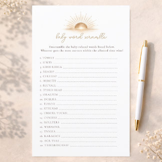 Jogo de Desembaralhar Palavras para Chá de Bebê Li