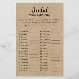 Jogo de Desembaralhar Palavras para Chá de Noiva e