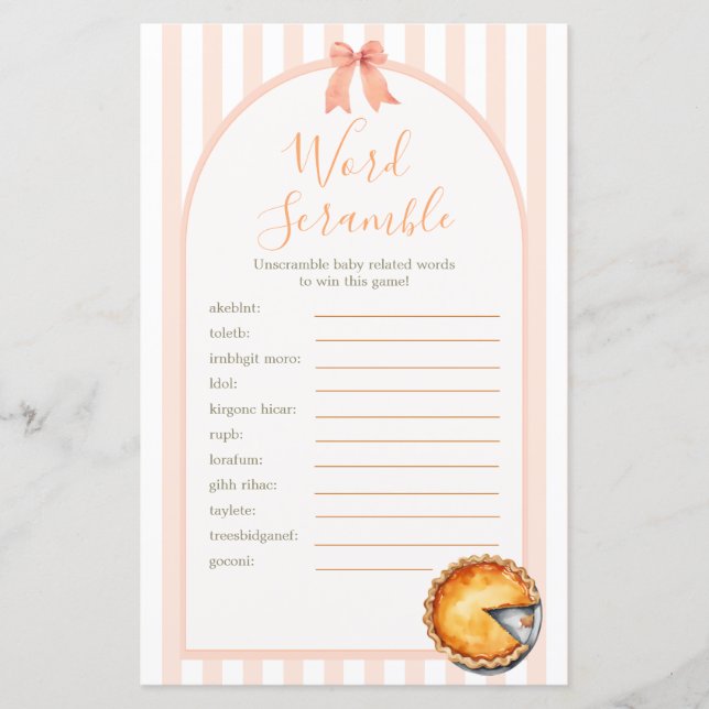 Jogo de Desenho de Palavras do Chá Pie Orange Ging (Frente)