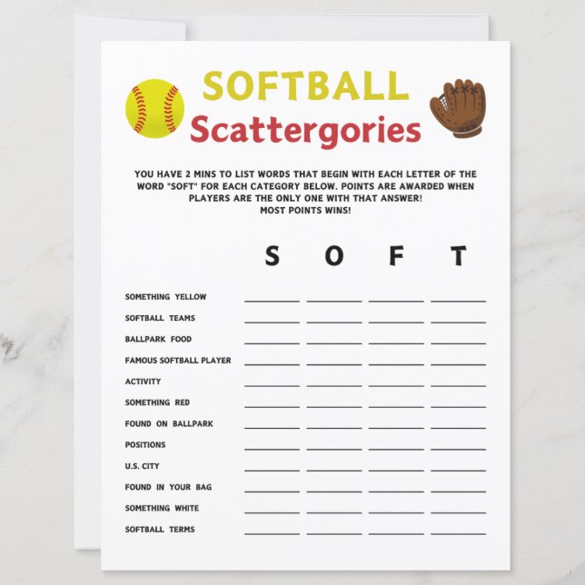 Jogo de dispersões de softball (Frente)