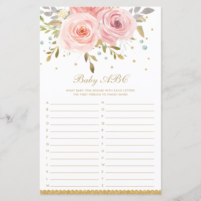 Jogo de Diversão para Bebê Floral Rosa Blush - Chá (Frente)