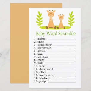 jogo de embaralhar palavras Giraffe Baby