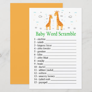 jogo de embaralhar palavras Giraffe Baby