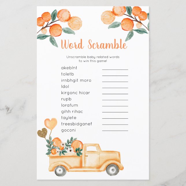 Jogo de Embaralhar Palavras Laranja Cítrica Caminh (Frente)