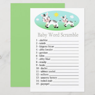 Jogo de embaralhar palavras Zebra Baby