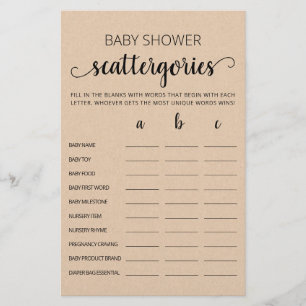 Jogo de festa Baby Shower Scattergories