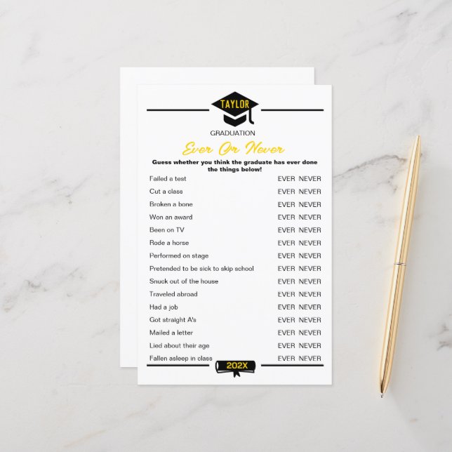 Jogo de festa de formatura - Nunca ou Nunca (Frente/Verso In Situ)