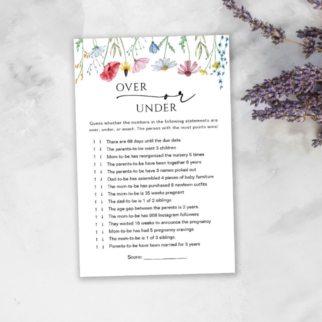 Jogo de Flores Silvestres Acima ou Abaixo do Bebê (Criador carregado)