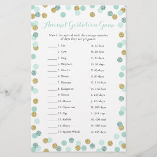 Jogo de Gestação de Chás de fraldas Mint e Dourada