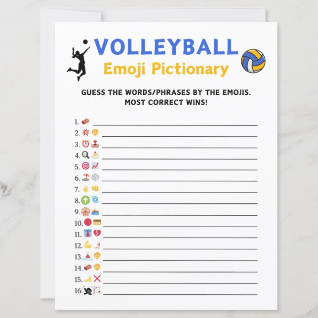 Jogo de Imagem Emoji de Voleibol (Frente)