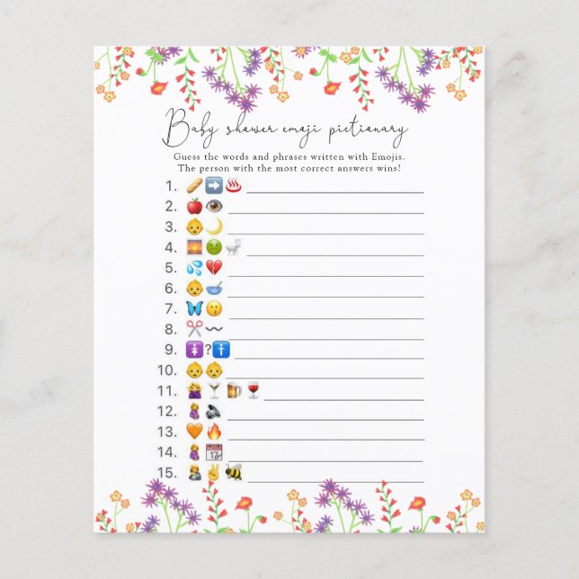 Jogo de imagens de emoji de flores silvestres para (Frente)