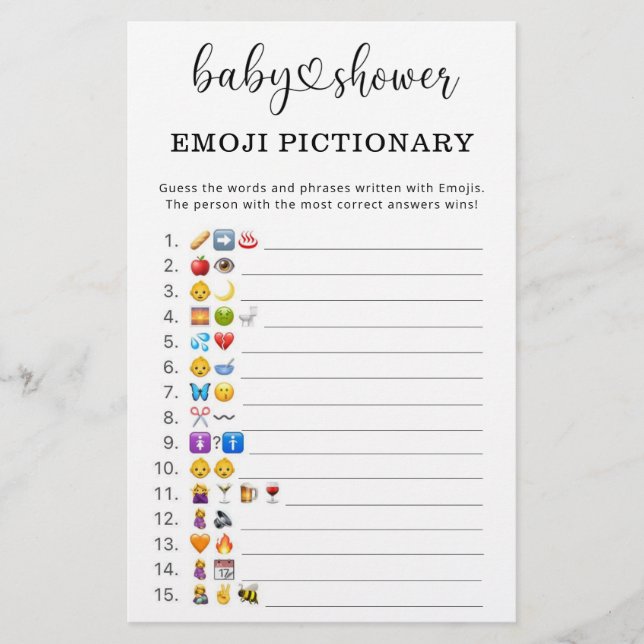 Jogo de imagens de emoji para chá de bebê (Frente)
