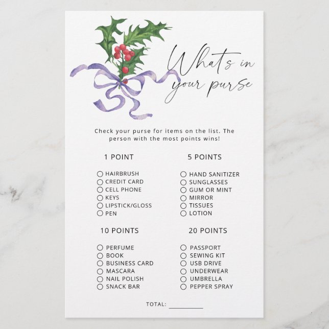 Jogo de inverno o que está na sua bolsa (Frente)