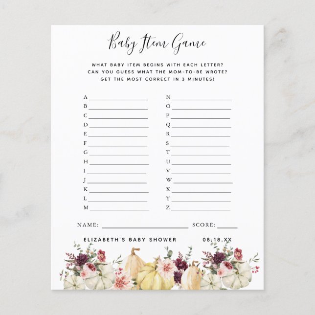 Jogo de Item Bebê | Jogo Chá de fraldas (Frente)