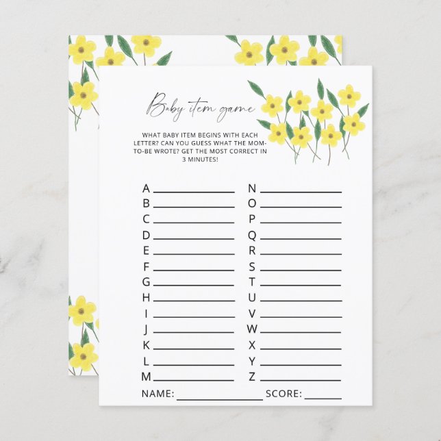 Jogo de Item de Bebê de Flores Selvagens. Jogo do  (Frente/Verso)