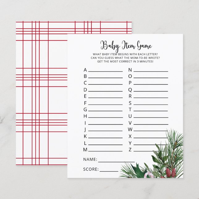 Jogo de Item de Bebê Evergreen. Jogo do chá de fra (Frente/Verso)