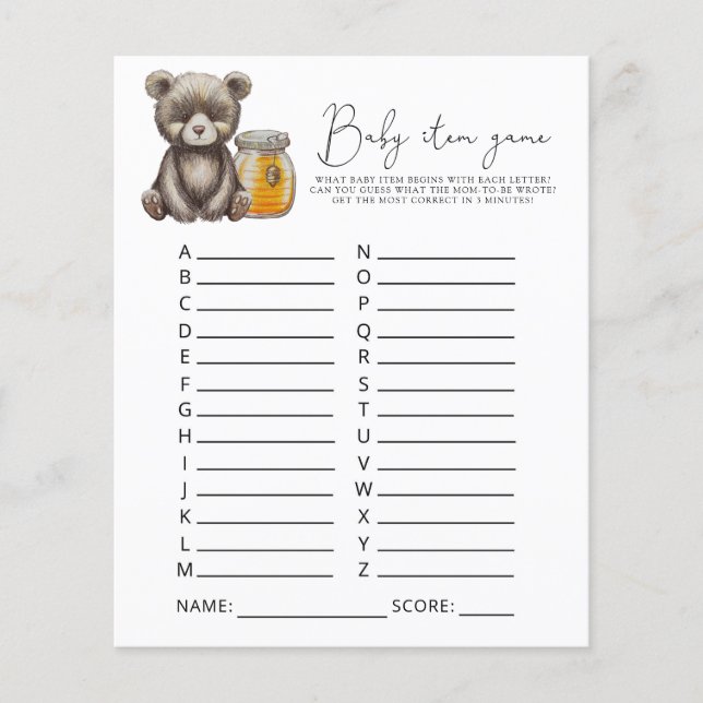 Jogo de Item de Bebê Urso. Jogo de Chá de Bebê (Frente)