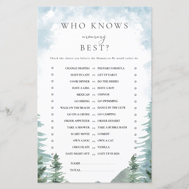 Jogo de Mamãe de Chá de fraldas da Floresta de Aqu (Frente)