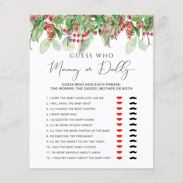 Jogo de Mamãe verde ou chá de fraldas de inverno (Frente)