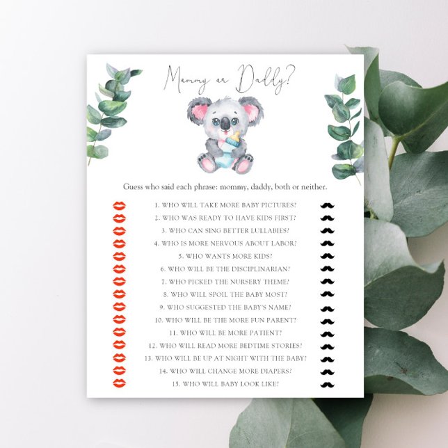 Jogo de Mamães ou chás de fraldas de Urso Koala (Criador carregado)