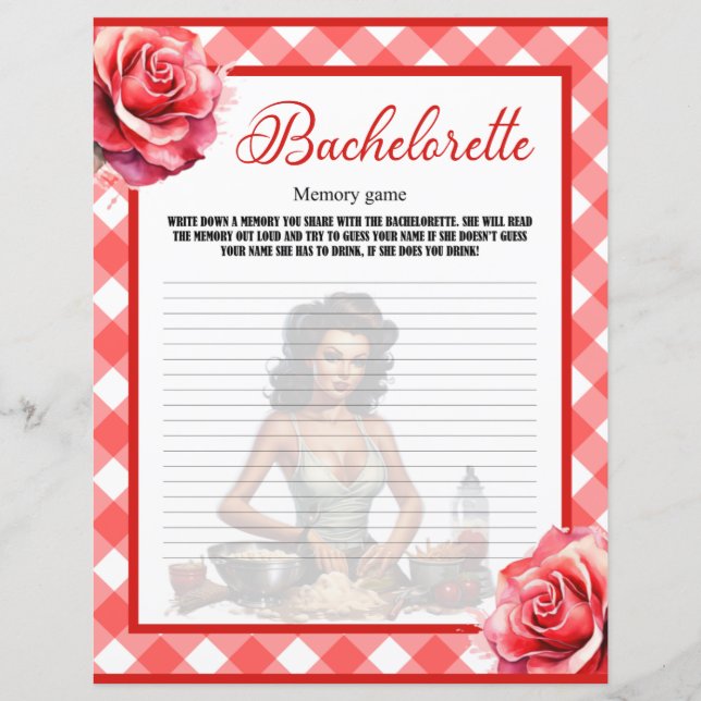 Jogo de Memória Bachelorette Pinup Rosa (Frente)