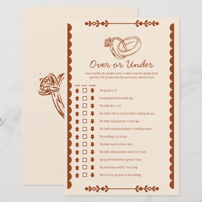 Jogo de Noiva Country Western Over ou Under (Frente/Verso)