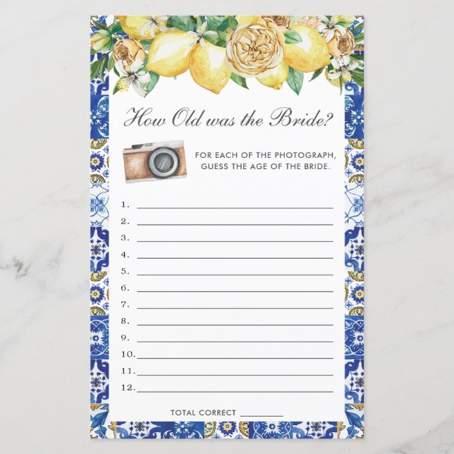 Jogo de Noiva Floral de Limões Quantos Anos Tinha  (Frente)