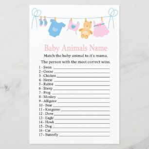 Jogo de Nome de Animais de Bebê